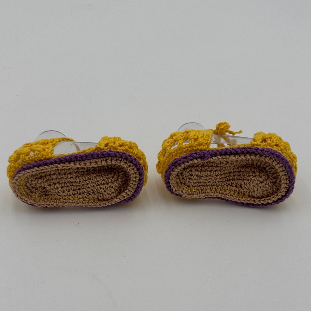 Handmade Yellow and Purple Baby Crochet Shoes - Picture 6 of 6